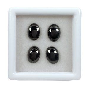 Natural Silver Shungite Loose Gemstones Oval Cabochon 1.89 ctw. 4 pcs.